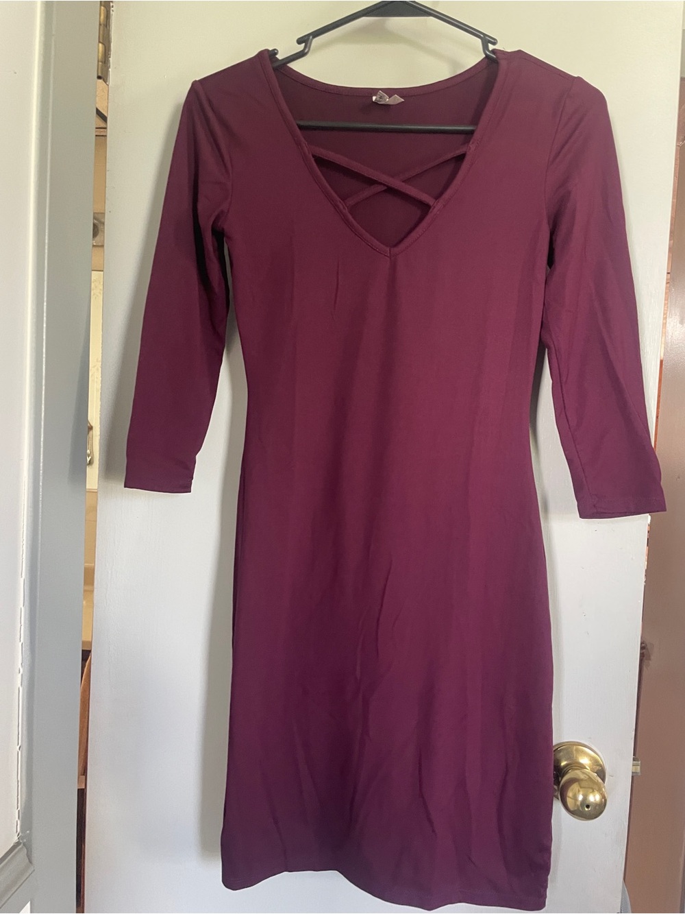 Mudd Burgundy Crisscross V-Neck Long Sleeve Midi Dress size XS